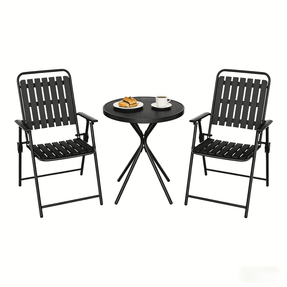Conjunto de muebles de jardín 55,5x64x90 cm - 3 piezas, exterior, conversación - negro