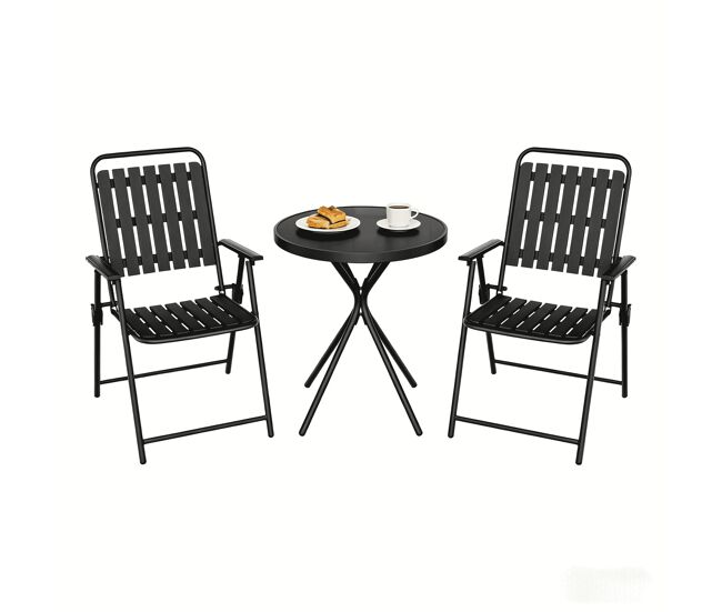 Conjunto de muebles de jardín 55,5x64x90 cm - 3 piezas, exterior, conversación - negro