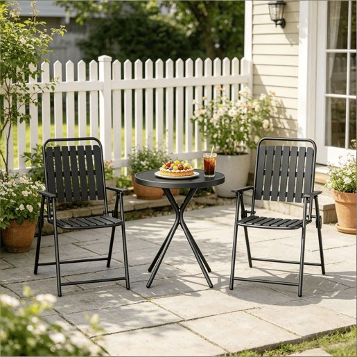 Conjunto de mobiliário de jardim 55,5 x 64 x 90 cm - 3 peças, para exterior, de convívio - preto Conjunto de mobiliário de jardim 55,5 x 64 x 90 cm - 3 peças, para exterior, de convívio - preto