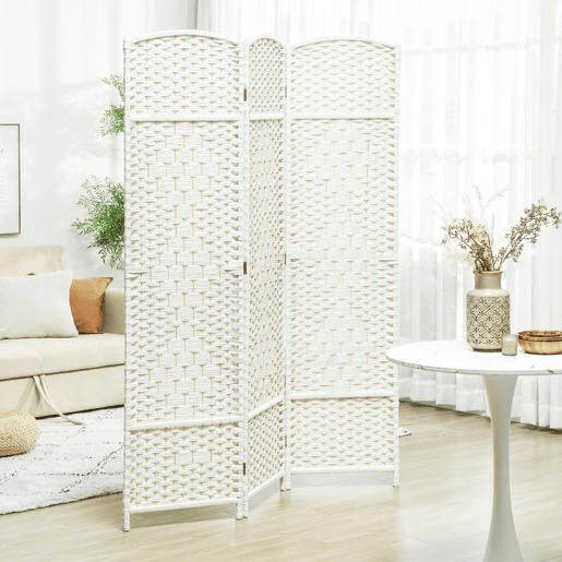 HOMCOM Biombo Dobrável de 3 Painéis 135x180 cm Separador de Ambientes em Polipropileno para Escritório e Quarto Branco HOMCOM Biombo Dobrável de 3 Painéis 135x180 cm Separador de Ambientes em Polipropileno para Escritório e Quarto Branco