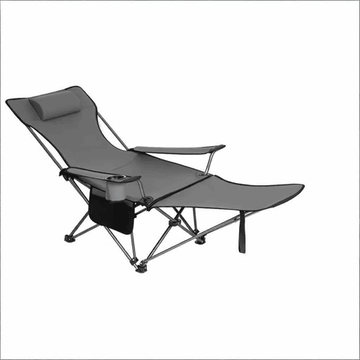Cadeira de campismo 115 x 84 x 88,5 cm u2013 dobrável e ergonómica, com apoio para os pés amovível u2013 cinzenta Cadeira de campismo 115 x 84 x 88,5 cm u2013 dobrável e ergonómica, com apoio para os pés amovível u2013 cinzenta