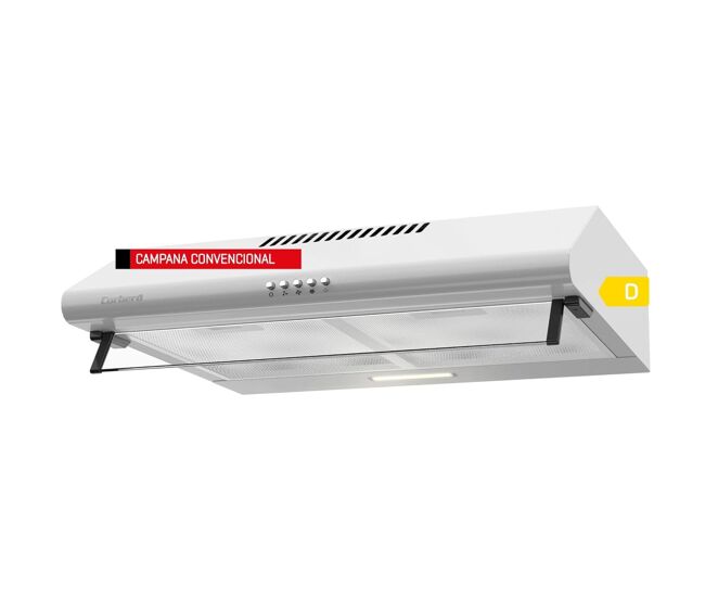 Corbero - campana convencional 60 cm | selati640w | 400 m3/h | 65db| 191,5 w | control con pulsador | 3 velocidades | 2 filtros de aluminio + filtro