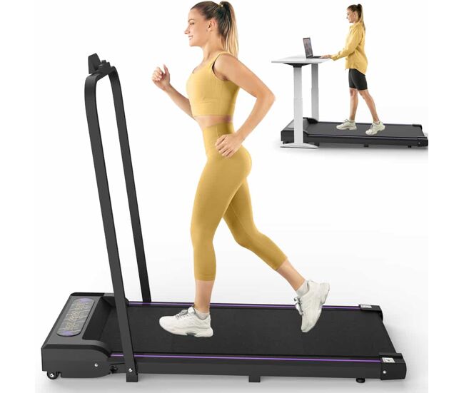 Cinta de correr plegable 120 cm - walking pad con motor 2,5 hp, hasta 8 km/h, para hogar y oficina - negro