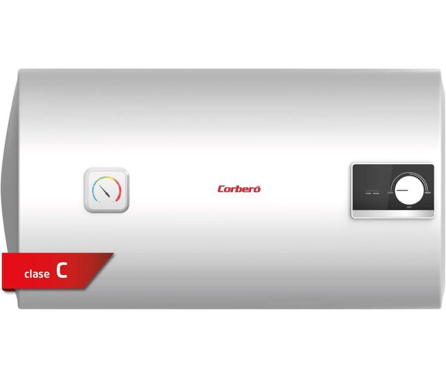 Corberó – termo eléctrico horizontal | ctma50h | 47l | 1500w | 30-75o | tanque acero esmaltado zafiro | resistencia inox | termómetro exterior |