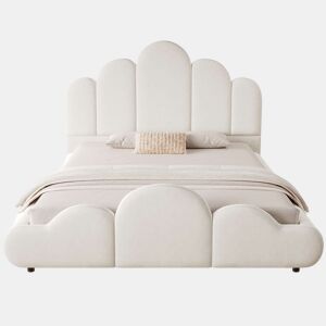 Cama infantil estofada 140x200 cm - cabeceira acolchoada, cantos arredondados, veludo - bege