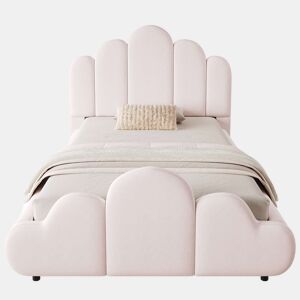 Cama individual 90x200 cm - estofada, com cabeceira acolchoada e cantos arredondados - rosa