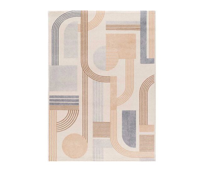 Alfombra geométrica beige / multicolor astra, 133x190 cm - atticgo