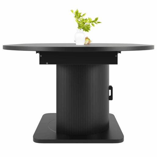 Mesa de jantar extensível com arrumação - multifuncional, com prateleiras extraíveis, economiza espaço, tampo em MDF - Preto