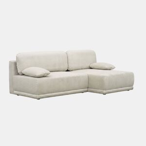 Sofá-cama de canto direito em veludo canelado com baú, 3 lugares, Nelson, Bege cinzento, 218x140x81 cm