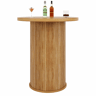 Mesa alta de bar redonda de 91,6 cm u2013 com espaço de arrumação, armário integrado, MDF com efeito de madeira, capacidade de carga de 75 kg, para bar e sala de estar u2013 cor de madeira