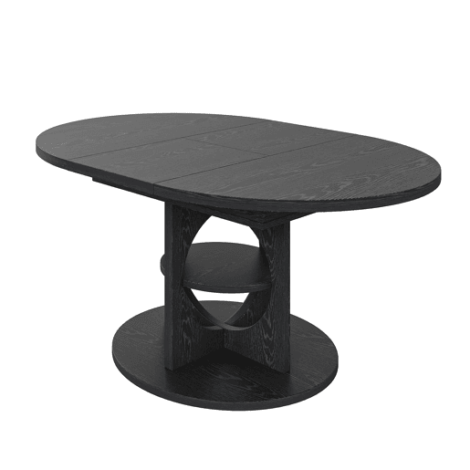 Mesa de jantar extensível com espaço de arrumação 110u2013150 cm - transformável de redonda em oval, acabamento com efeito de madeira, carga máxima de 60 kg - Preto Mesa de jantar extensível com espaço de arrumação 110u2013150 cm - transformável de redonda em oval, acabamento com efeito de madeira, carga máxima de 60 kg - Preto
