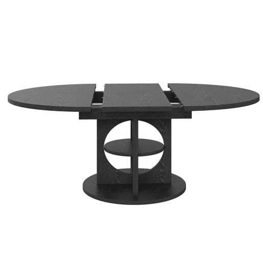 Mesa de jantar extensível com espaço de arrumação 110u2013150 cm - transformável de redonda em oval, acabamento com efeito de madeira, carga máxima de 60 kg - Preto Mesa de jantar extensível com espaço de arrumação 110u2013150 cm - transformável de redonda em oval, acabamento com efeito de madeira, carga máxima de 60 kg - Preto