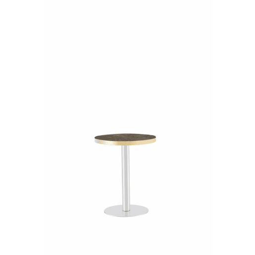 Mesa auxiliar redonda 60x60x74 cm - efeito mármore, estrutura em aço inoxidável dourado, base estável para sala de estar - cinzenta Mesa auxiliar redonda 60x60x74 cm - efeito mármore, estrutura em aço inoxidável dourado, base estável para sala de estar - cinzenta