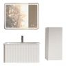 Conjunto de móveis de casa de banho de 81 cm u2013 suspenso, com lavatório e armário lateral, design moderno u2013 Branco