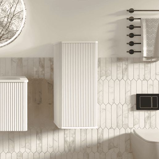 Conjunto de móveis de casa de banho de 81 cm u2013 suspenso, com lavatório e armário lateral, design moderno u2013 Branco Conjunto de móveis de casa de banho de 81 cm u2013 suspenso, com lavatório e armário lateral, design moderno u2013 Branco