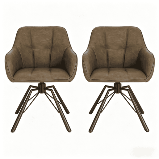 Cadeira giratória de jantar 57 x 54 x 82,5 cm u2013 encosto macio, assento amplo, 2 unidades u2013 castanho