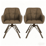 Cadeira giratória de jantar 57 x 54 x 82,5 cm u2013 encosto macio, assento amplo, 2 unidades u2013 castanho