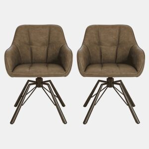 Cadeira giratória de jantar 57 x 54 x 82,5 cm u2013 encosto macio, assento amplo, 2 unidades u2013 castanho