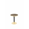 Mesa auxiliar redonda 60x60x74 cm - estilo moderno com tampo com efeito de mármore e borda dourada, estrutura metálica - Cinzento