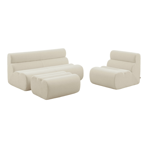 Sofá modular em bouclé com pufe embalados a vácuo, 3 lugares, Nova bouclé, Branco, 162x99x75 cm Sofá modular em bouclé com pufe embalados a vácuo, 3 lugares, Nova bouclé, Branco, 162x99x75 cm