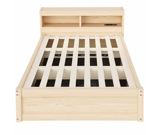 Sofá cama 90x200 cm - con enchufe europeo, múltiples compartimentos, luces led multicolor y mecanismo hidráulico - madera