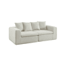 Sofá modular em tecido chenille embalado a vácuo, 2 lugares, Movi, Branco, 219x110x62 cm