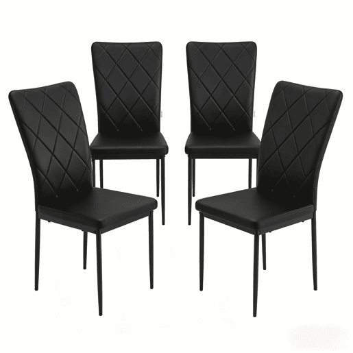 Cadeiras de jantar 40 x 42,5 x 94,5 cm - Estofadas, suaves e elegantes, para a cozinha e a sala de estar (4 unidades) - Preto
