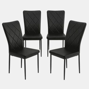 Cadeiras de jantar 40 x 42,5 x 94,5 cm - Estofadas, suaves e elegantes, para a cozinha e a sala de estar (4 unidades) - Preto