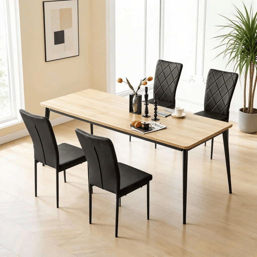 Cadeiras de jantar 40 x 42,5 x 94,5 cm - Estofadas, suaves e elegantes, para a cozinha e a sala de estar (4 unidades) - Preto