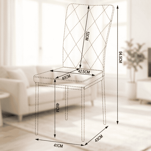 Cadeiras de jantar 40 x 42,5 x 94,5 cm - Estofadas, suaves e elegantes, para a cozinha e a sala de estar (4 unidades) - Preto