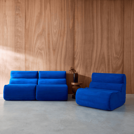 Sofá modular em tecido embalado a vácuo, 3 lugares , Nova tecido, Azul elétrico, 81x99x75 cm Sofá modular em tecido embalado a vácuo, 3 lugares , Nova tecido, Azul elétrico, 81x99x75 cm