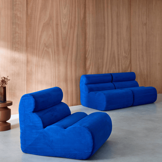 Sofá modular em tecido embalado a vácuo, 3 lugares , Nova tecido, Azul elétrico, 81x99x75 cm Sofá modular em tecido embalado a vácuo, 3 lugares , Nova tecido, Azul elétrico, 81x99x75 cm