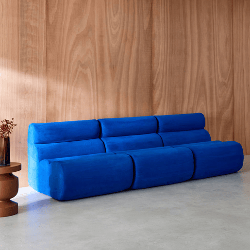 Sofá modular em tecido embalado a vácuo, 3 lugares , Nova tecido, Azul elétrico, 81x99x75 cm Sofá modular em tecido embalado a vácuo, 3 lugares , Nova tecido, Azul elétrico, 81x99x75 cm
