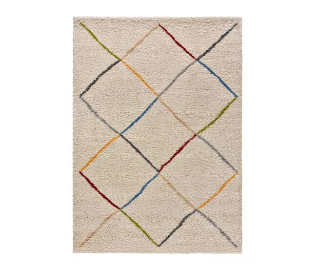 Alfombra shaggy étnica blanco KASBAH, 190x280 cm - ATTICGO
