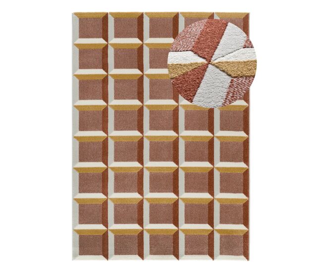 Alfombra geométrica con relieve caldera amara, 133x190 cm - atticgo