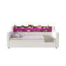 Sofá-cama 90 x 190 cm - cama extra extraível, veludo, arrumação, LED, USB e Type-C - Bege