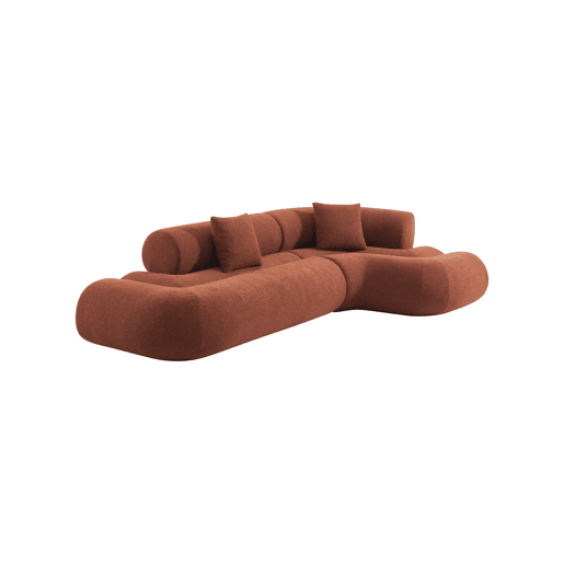 Sofá-cama orgânico em bouclé embalado a vácuo, 3 lugares, Iconik boucle, Terracota, 281x154x68 cm