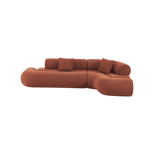 Sofá-cama orgânico em bouclé embalado a vácuo, 3 lugares, Iconik boucle, Terracota, 281x154x68 cm