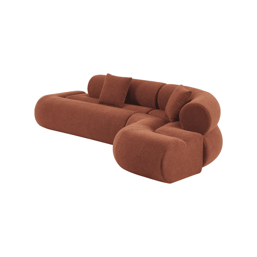 Sofá-cama orgânico em bouclé embalado a vácuo, 3 lugares, Iconik boucle, Terracota, 281x154x68 cm