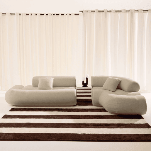 Sofá-cama orgânico em bouclé embalado a vácuo, 3 lugares, Iconik boucle, Bege, 281x154x68 cm