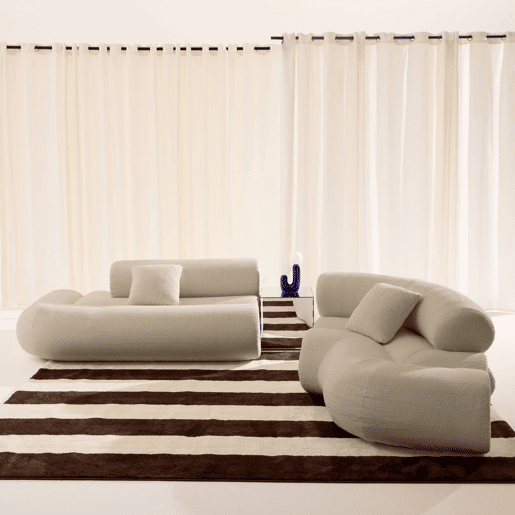 Sofá-cama orgânico em bouclé embalado a vácuo, 3 lugares, Iconik boucle, Bege, 281x154x68 cm