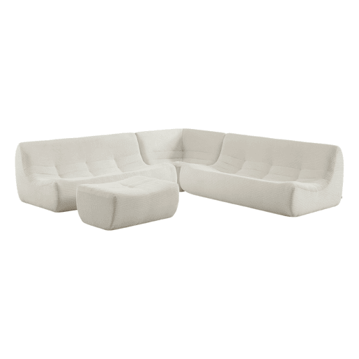 Sofá de canto com pufe em veludo canelado embalados a vácuo, 7 lugares, Sokol veludo canelado, Creme, 192x105x72 cm Sofá de canto com pufe em veludo canelado embalados a vácuo, 7 lugares, Sokol veludo canelado, Creme, 192x105x72 cm