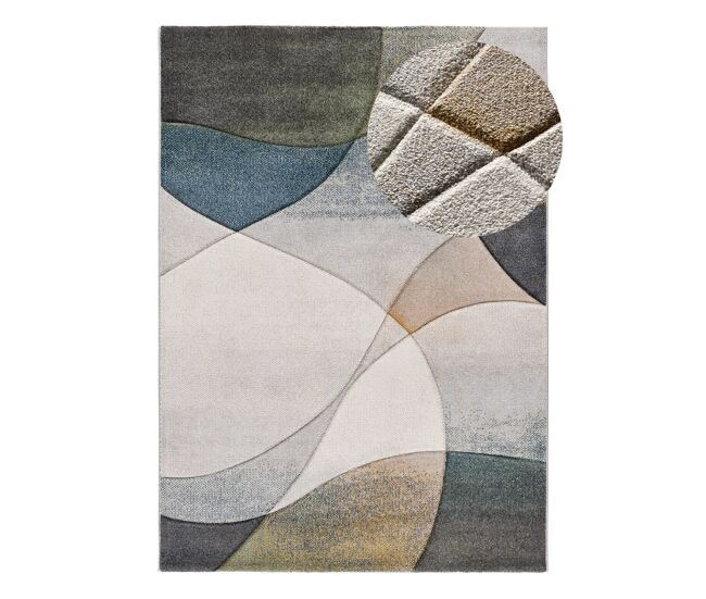 Alfombra abstracta gris / azul badet, 140x200 cm - atticgo