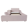 Cama infantil 90 x 200 cm u2014 com secretária e banco, cabeceira estofada com tecido macio, prateleira de arrumação e base de madeira u2014 Rosa