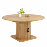 Mesa de jantar extensível - multifuncional com arrumação e prateleiras extraíveis, poupa espaço em cozinhas e salas de jantar pequenas, tampo em MDF - castanho claro natural