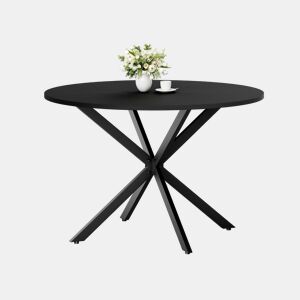 Mesa de jantar redonda de 120 cm - pés em X, multifuncional para cozinha, sala de jantar, escritório em casa, varanda ou mesa auxiliar - preta