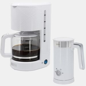 Briebe SKT1188WHT Elegance Set Máquina de Café Filtro 10 Chávenas + Espumador de Leite Elétrico 4 em 1, 1000, Branco