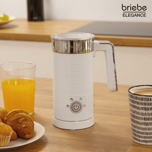 Briebe SKT1188WHT Elegance Set Máquina de Café Filtro 10 Chávenas + Espumador de Leite Elétrico 4 em 1, 1000, Branco
