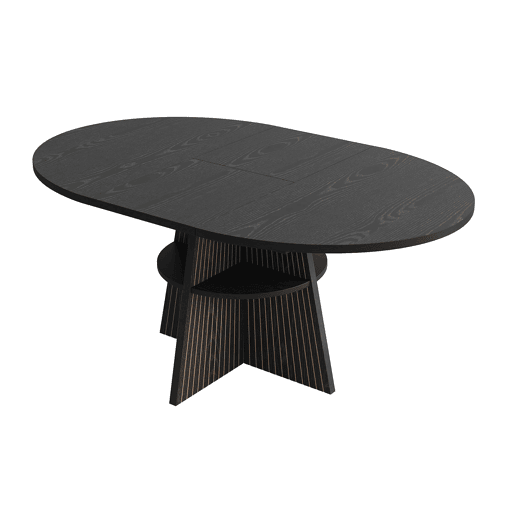 Mesa de jantar extensível - com compartimento de arrumação aberto nas pernas, design multifuncional que poupa espaço para a sala de estar e de jantar, tampo reforçado, cantos arredondados - Preto
