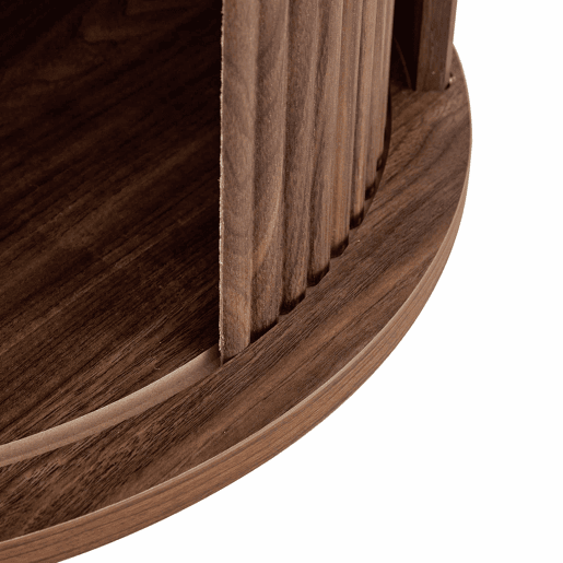 Mesa de jantar redonda 115 x 115 x 74 cm u2014 com espaço de arrumação, pé central com armário, estilo escandinavo moderno u2014 nogueira Mesa de jantar redonda 115 x 115 x 74 cm u2014 com espaço de arrumação, pé central com armário, estilo escandinavo moderno u2014 nogueira